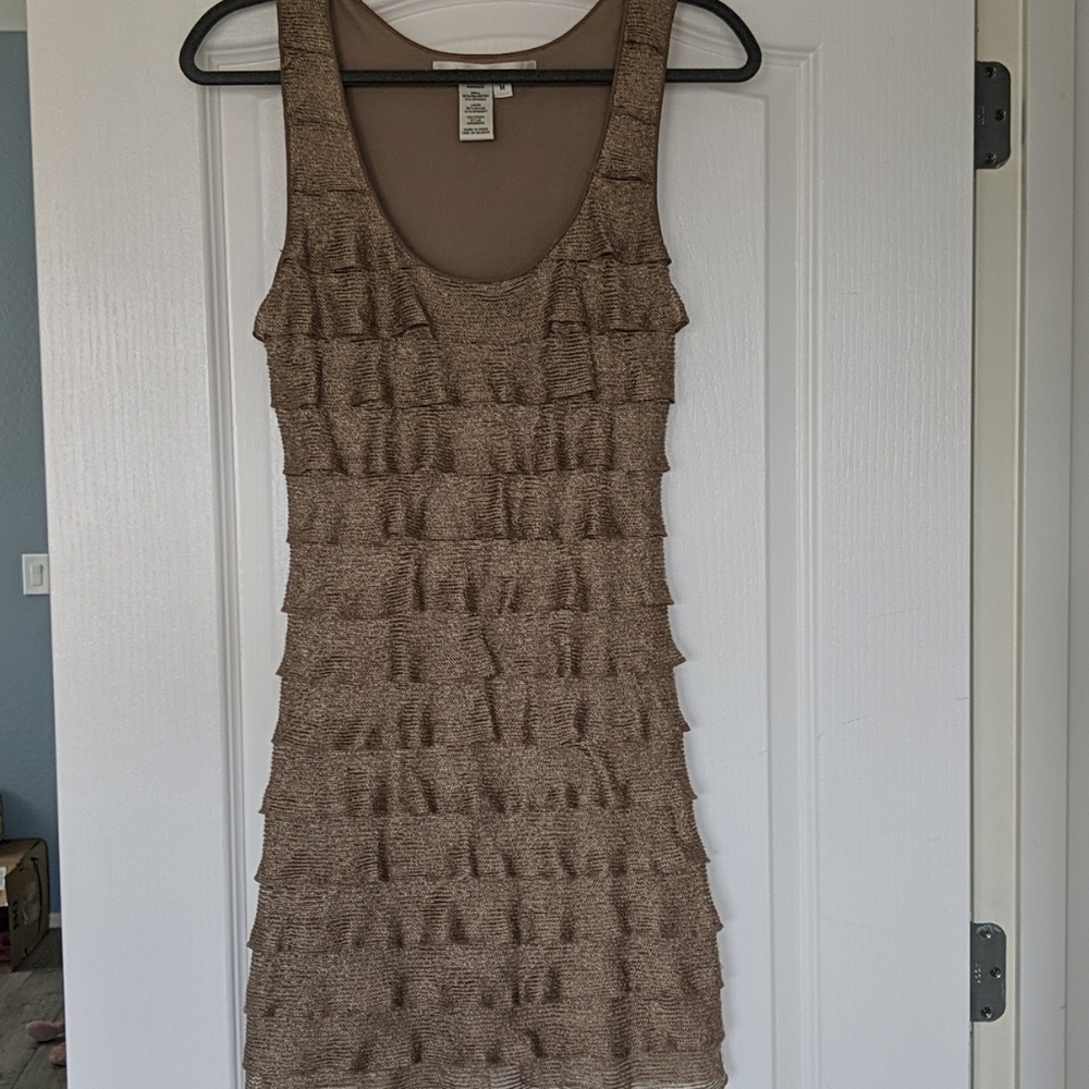 Max studio tank dress, gold/bronze, medium